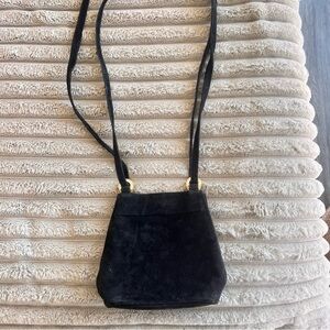 Elegant Leather and Suede Black Suede Shoulder Bag